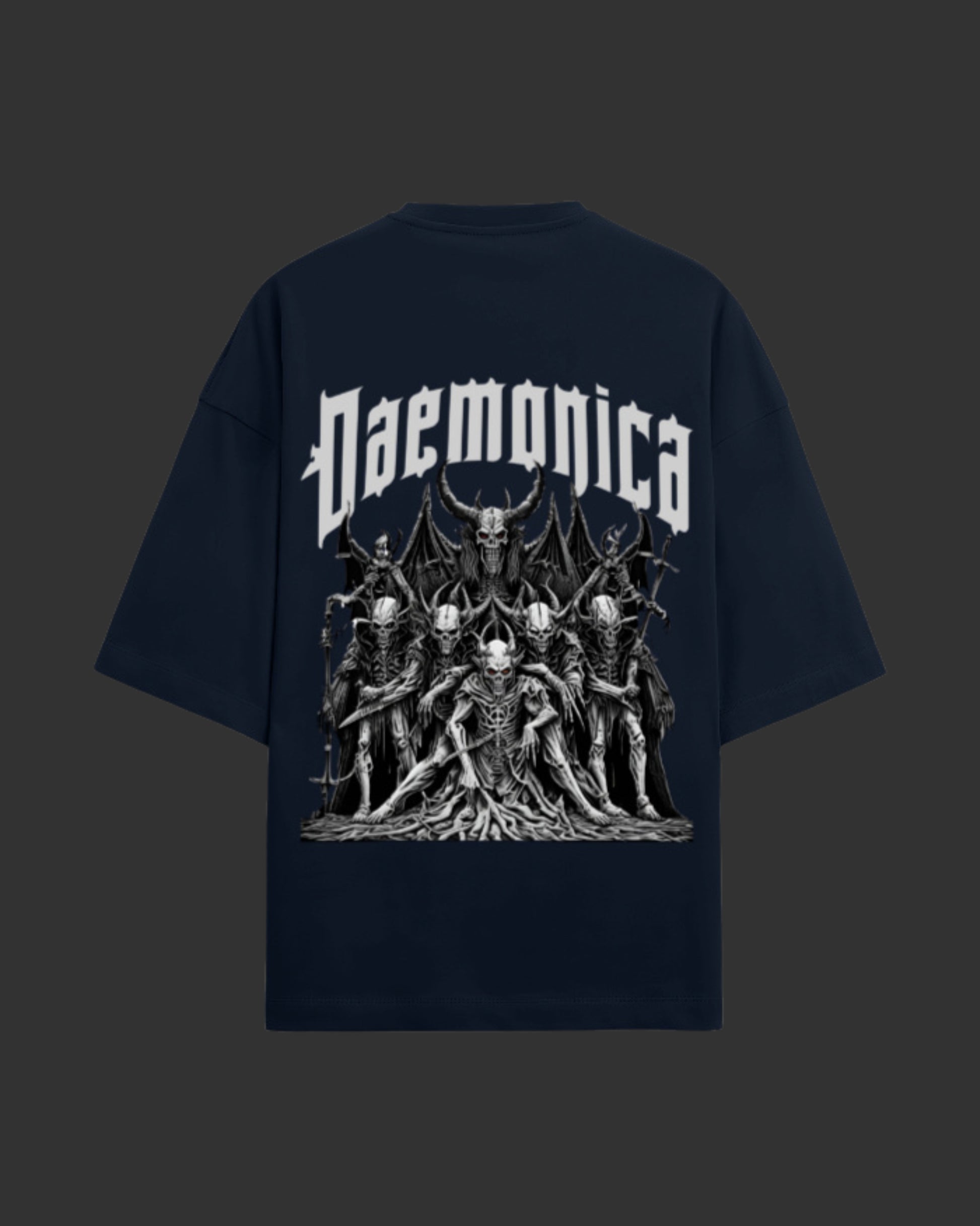 Daemonica Navy Blue Unisex Terry Oversized Tee