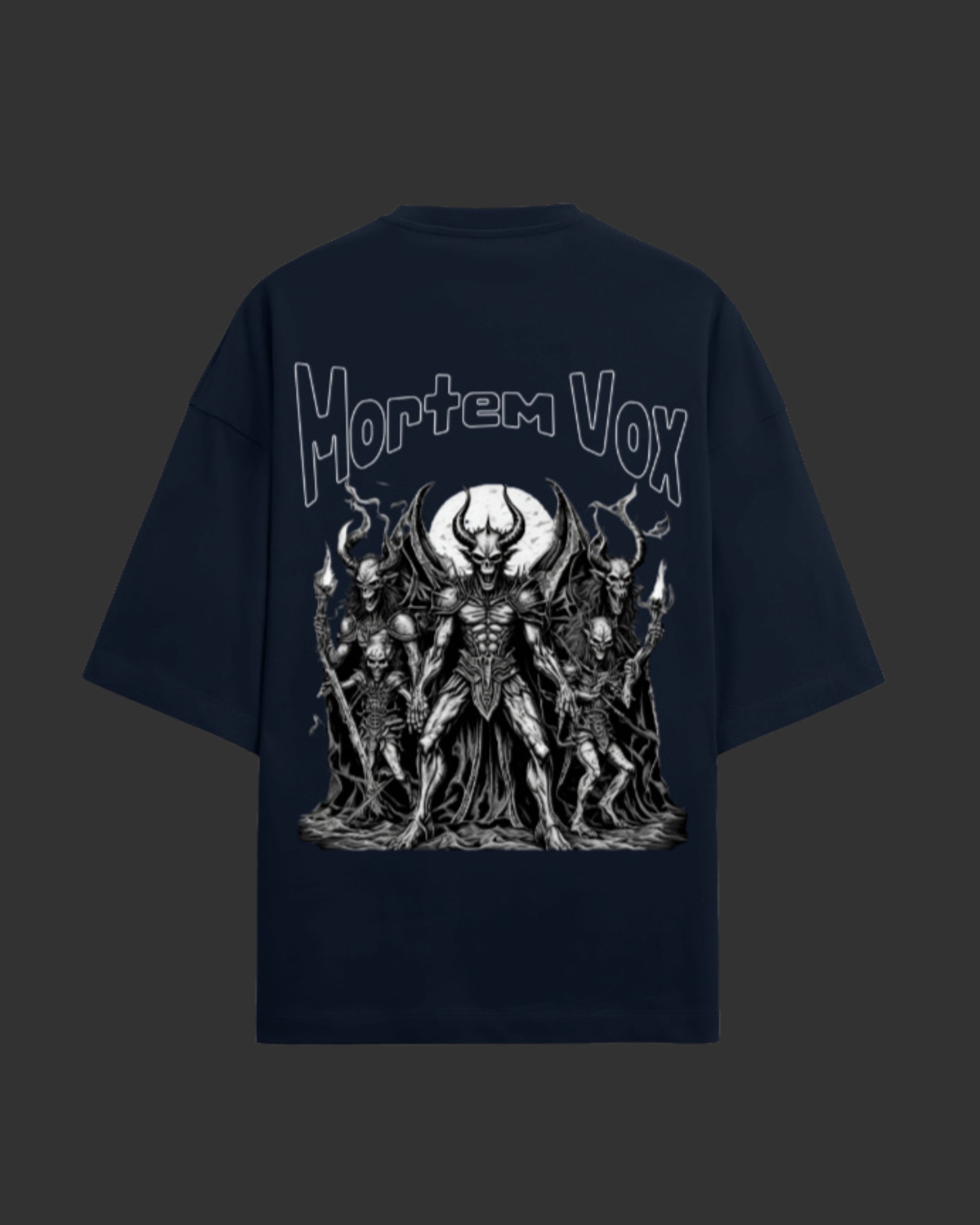 Mortem Vox Navy Blue Unisex Terry Oversized Tee