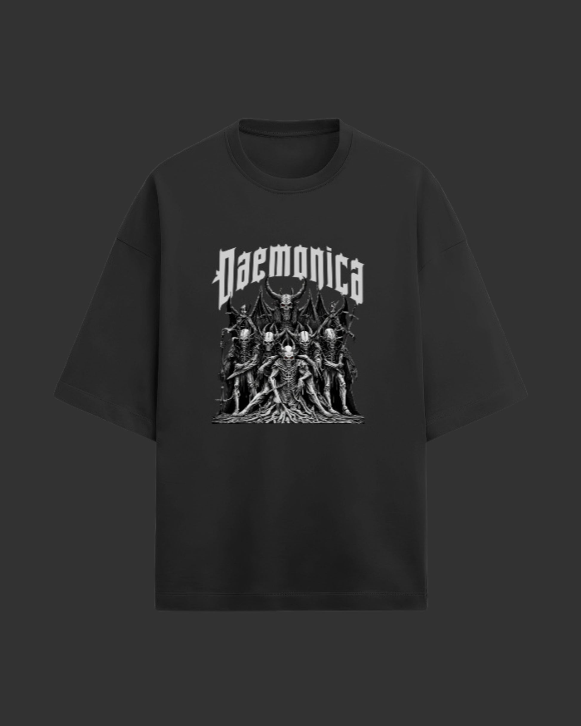 Daemonica Black Unisex Terry Oversized Tee