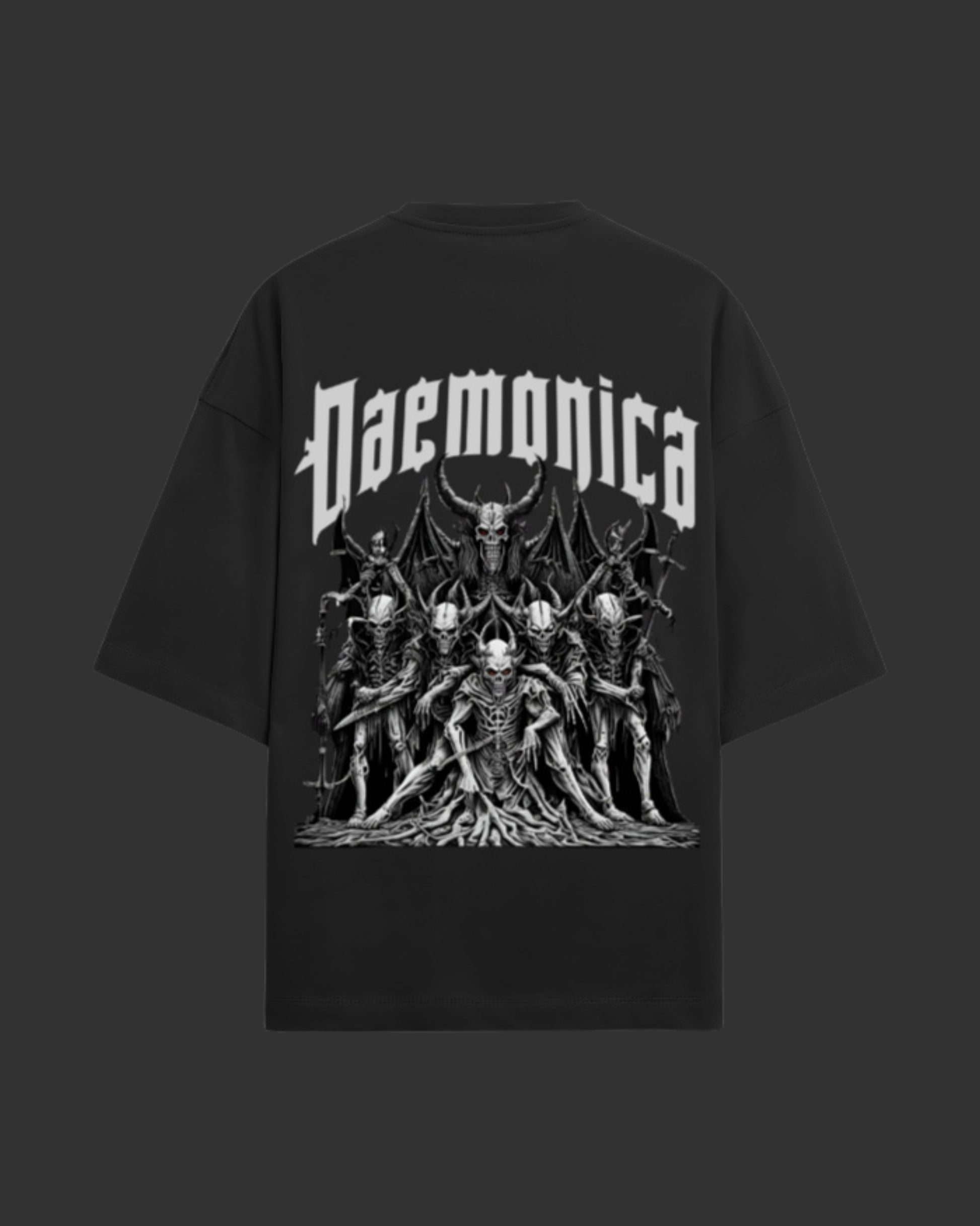 Daemonica Black Unisex Terry Oversized Tee