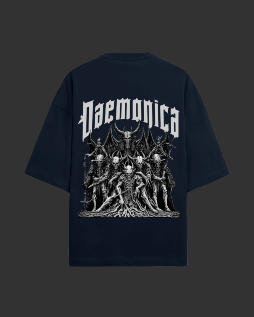 Daemonica Navy Blue Unisex Terry Oversized Tee
