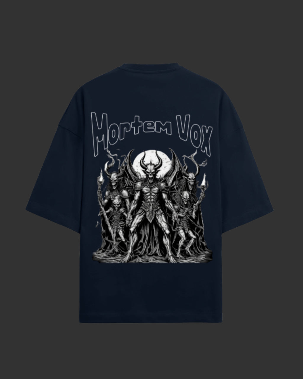 Mortem Vox Navy Blue Unisex Terry Oversized Tee