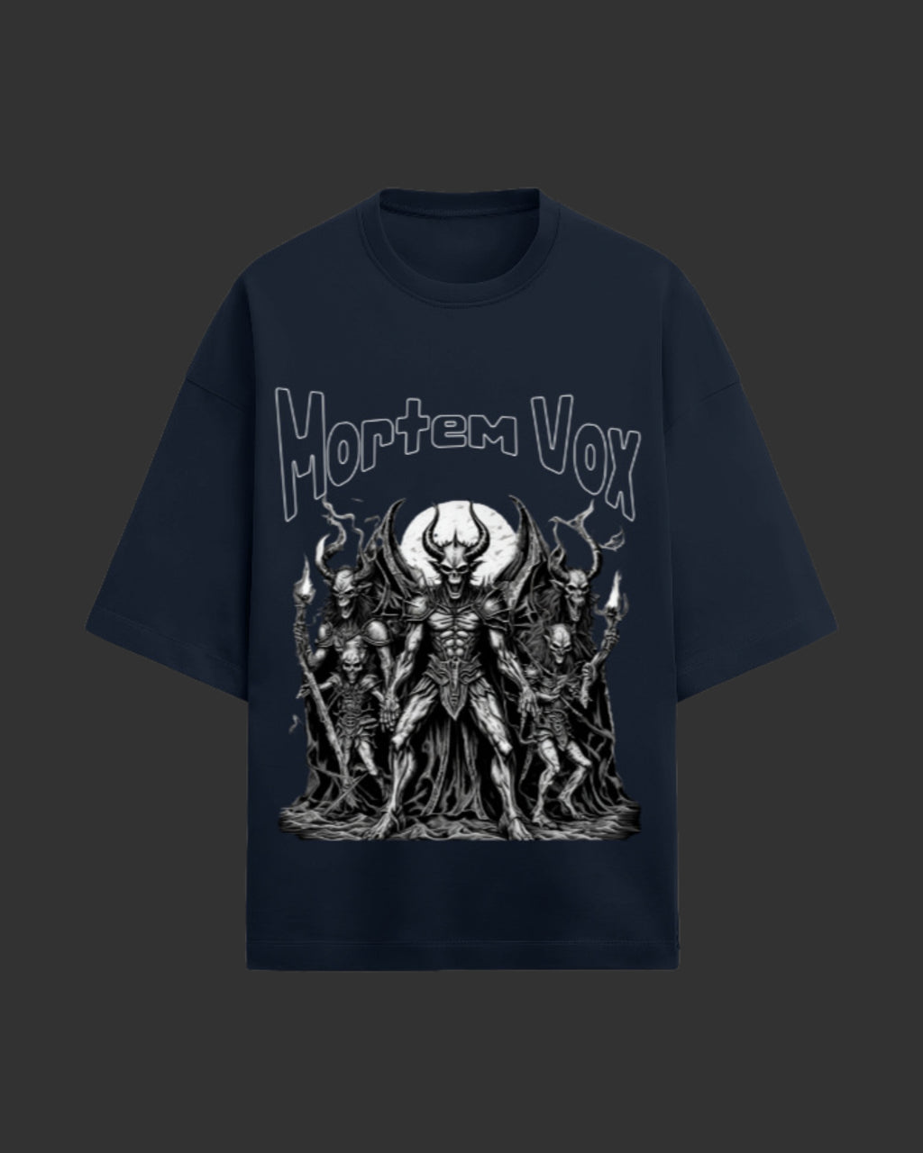 Mortem Vox Navy Blue Unisex Terry Oversized Tee