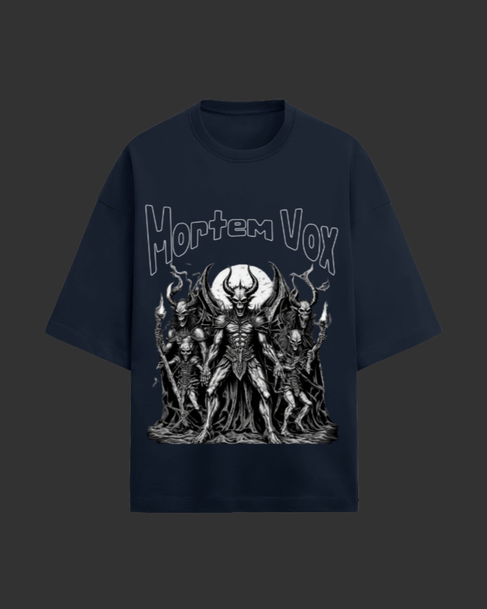 Mortem Vox Navy Blue Unisex Terry Oversized Tee