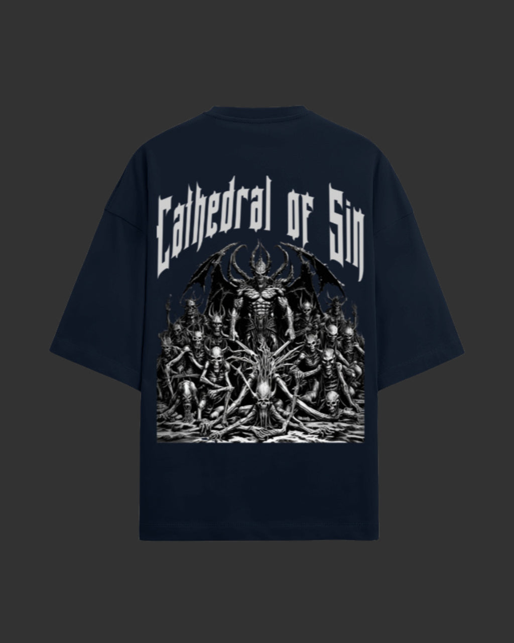 Cathedral of Sin Navy Blue Unisex Terry Oversized Tee