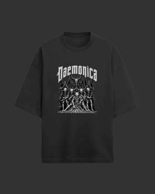 Daemonica Black Unisex Terry Oversized Tee