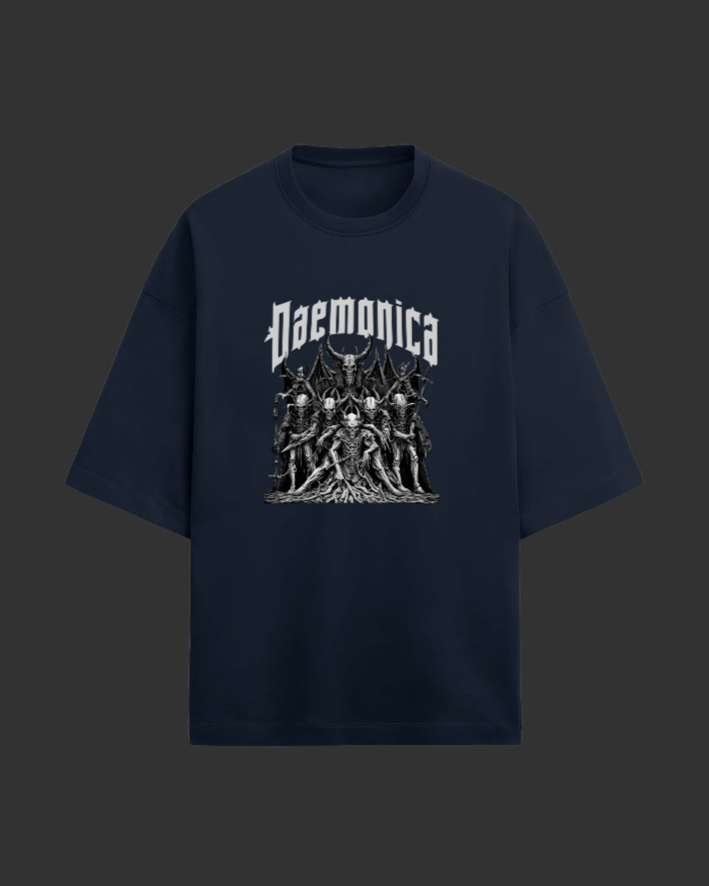 Daemonica Navy Blue Unisex Terry Oversized Tee